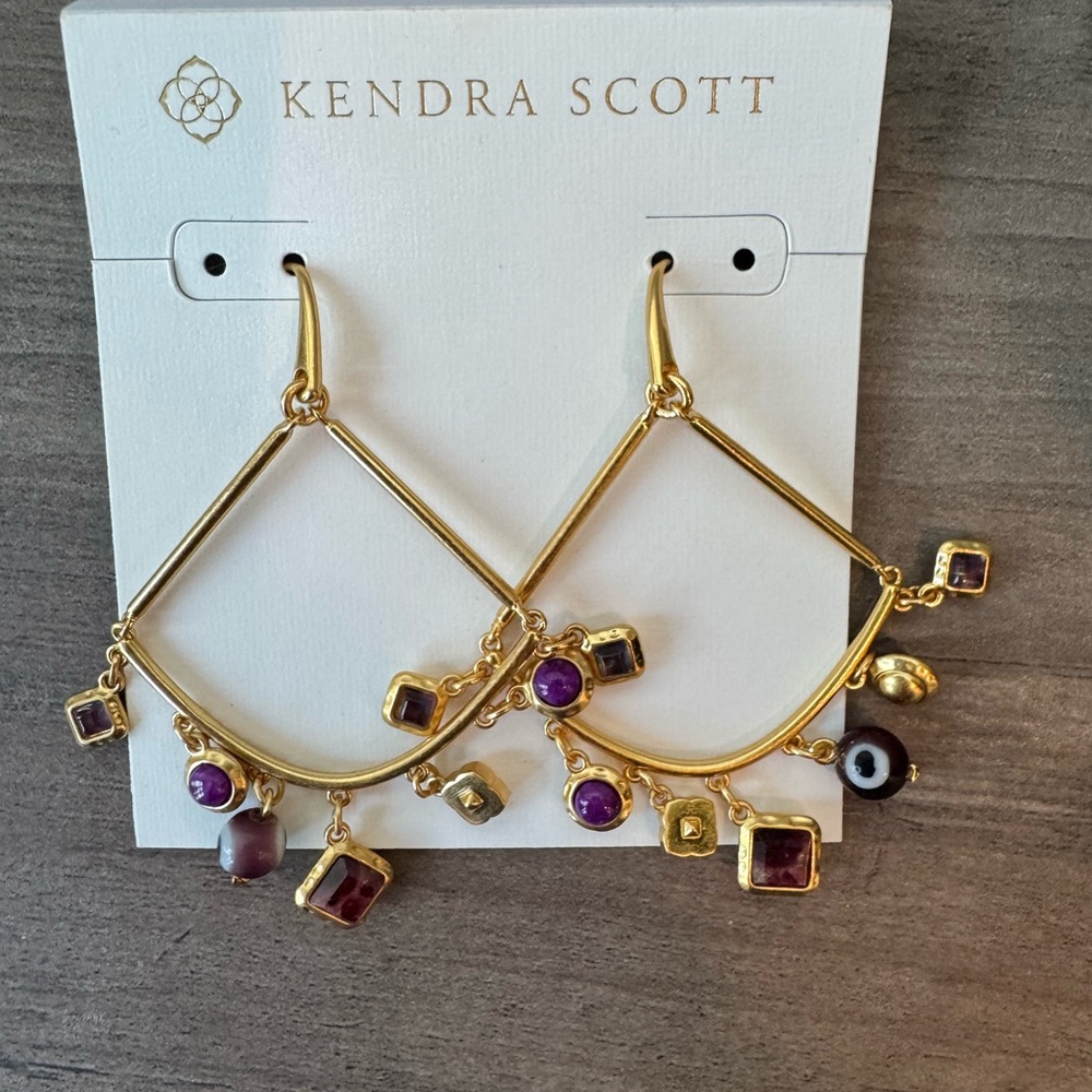 Kendra Scott Gemma Drop Earrings with Purple Stones
